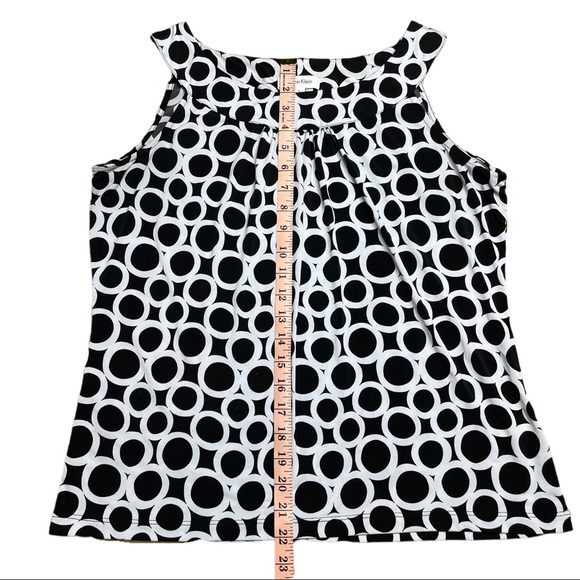 Calvin Klein Black White Geo Print Pleated Tank - Picture 5 of 9